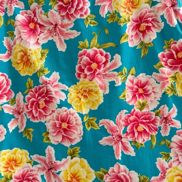 Jones New York Spring Garden Floral Skirt Turquoise & Pink - Picture 3 of 4